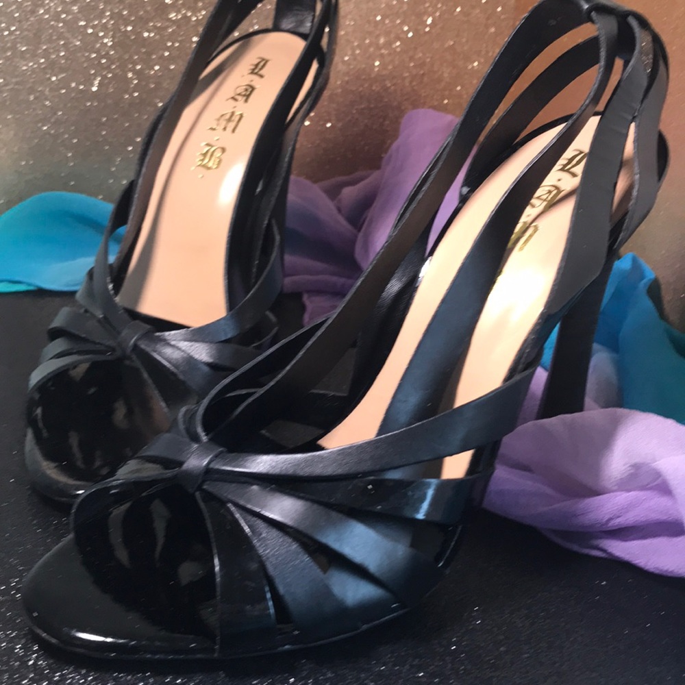 Gently used L.A.M.B. open-toe stiletto heel shoes